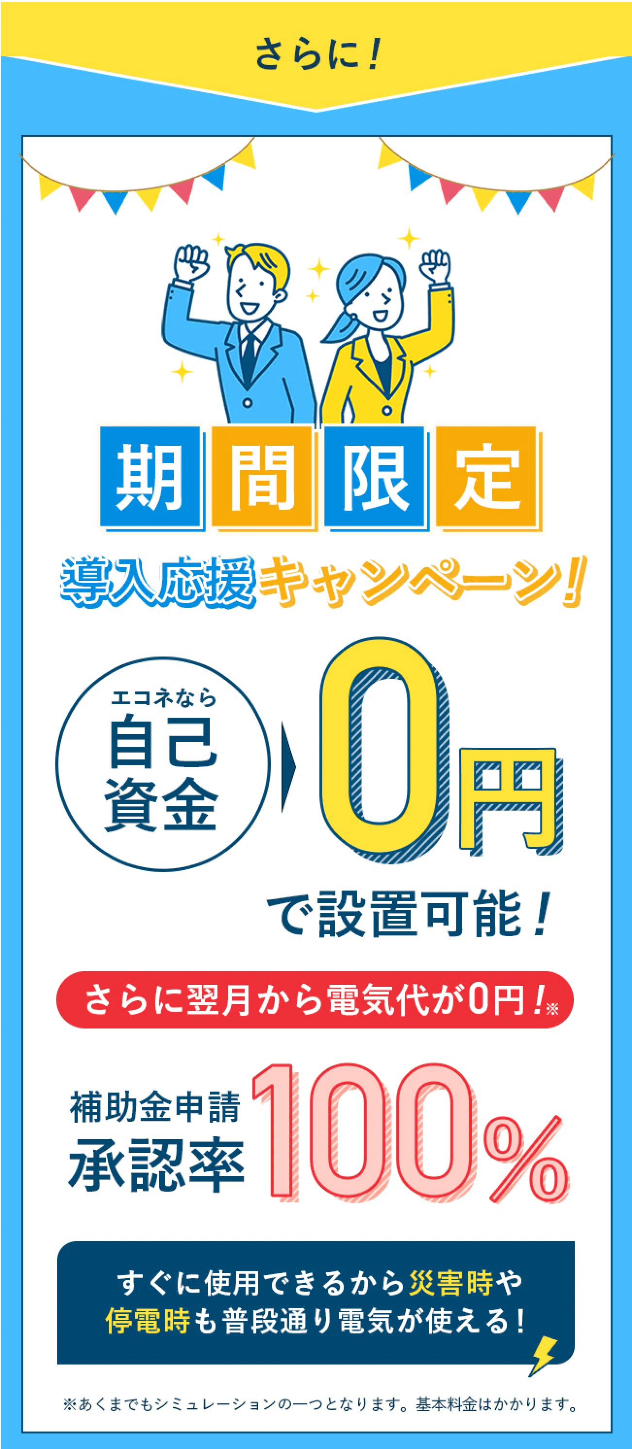 さらに！期間限定導入応援キャンペーン！エコネなら自己資金0円で設置可能！
